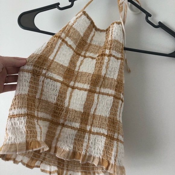 American Eagle Outfitters Tops - yellow and white halter tank top